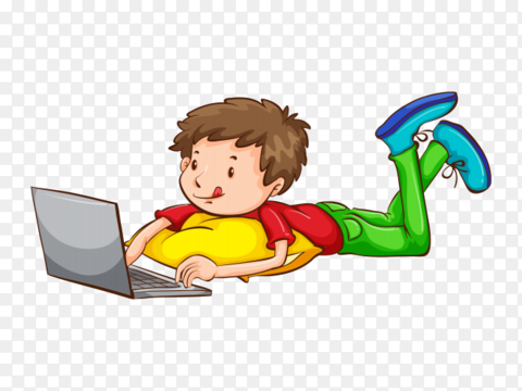 Young-boy-using-laptop-on-transparent-PNG